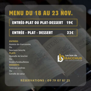 menu les box de bacchus du 18 au 23 novembre 2024