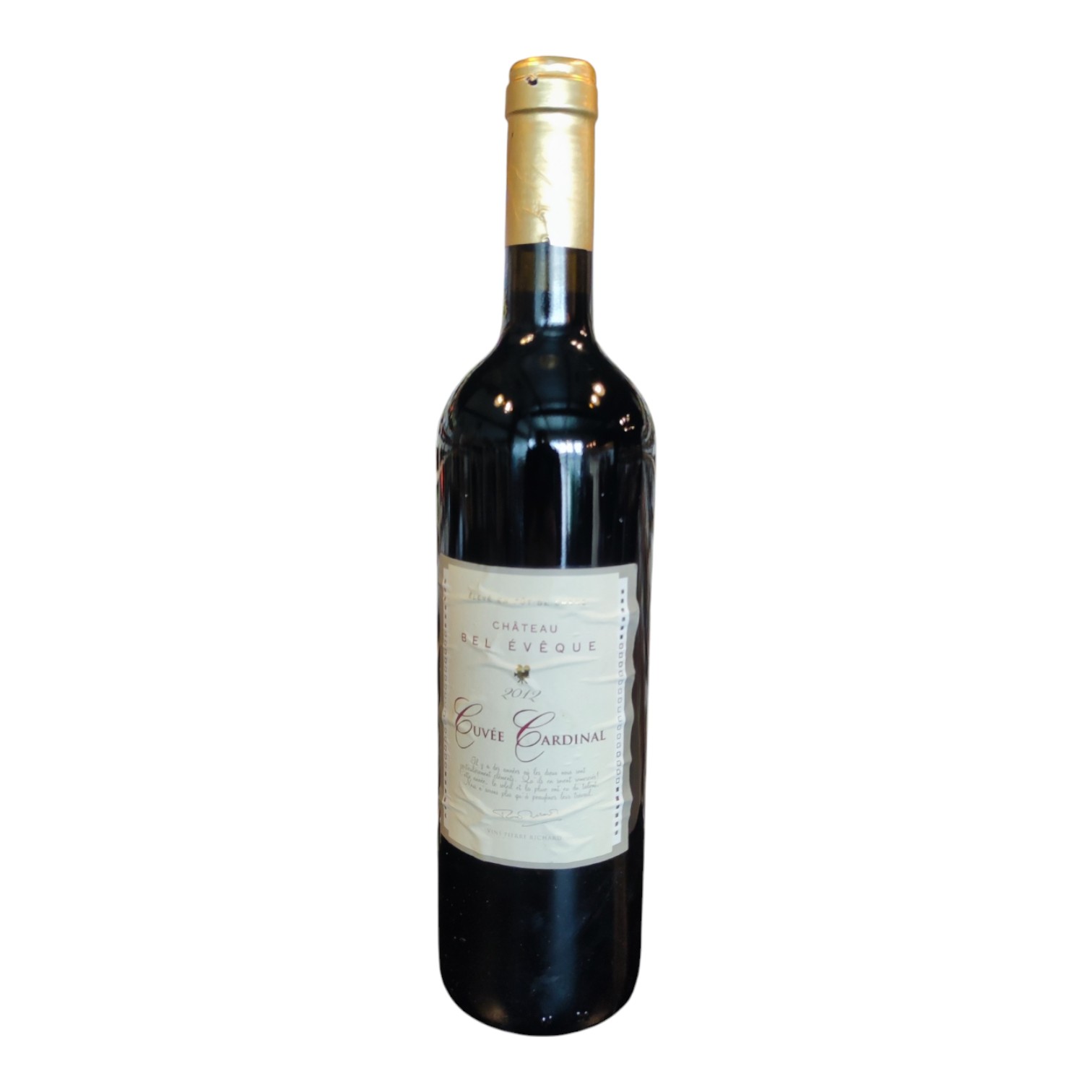VIN0003007.jpg CHÂTEAU BEL EVEQUE CUVEE CARDINAL CORBIERES RGE 2012 75 CL 14° – Image 1