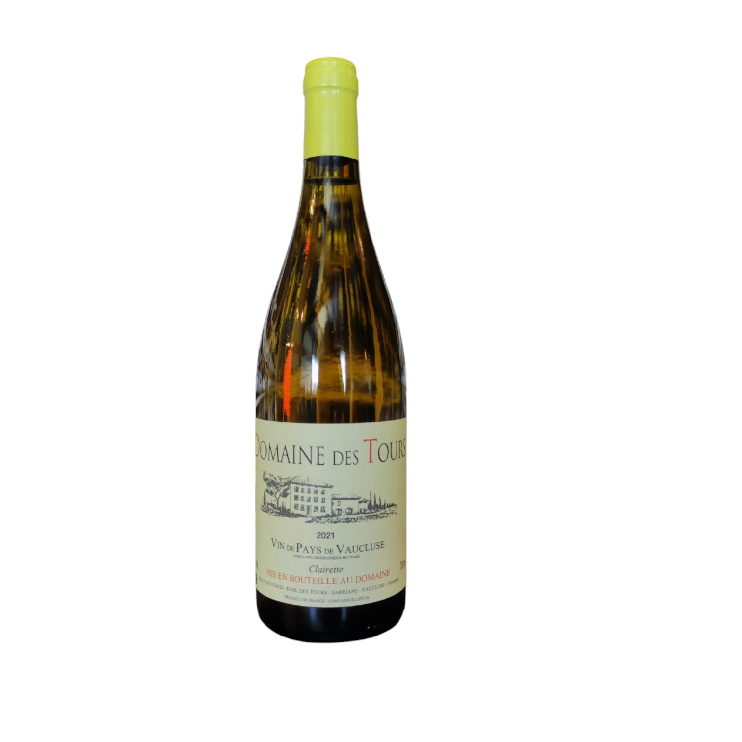 VIN0003185.jpg DOMAINE DES TOURS CLAIRETTE VIN DE PAYS DE VAUCLUSE 2021 REYNAUD 75 CL 14° – Image 1